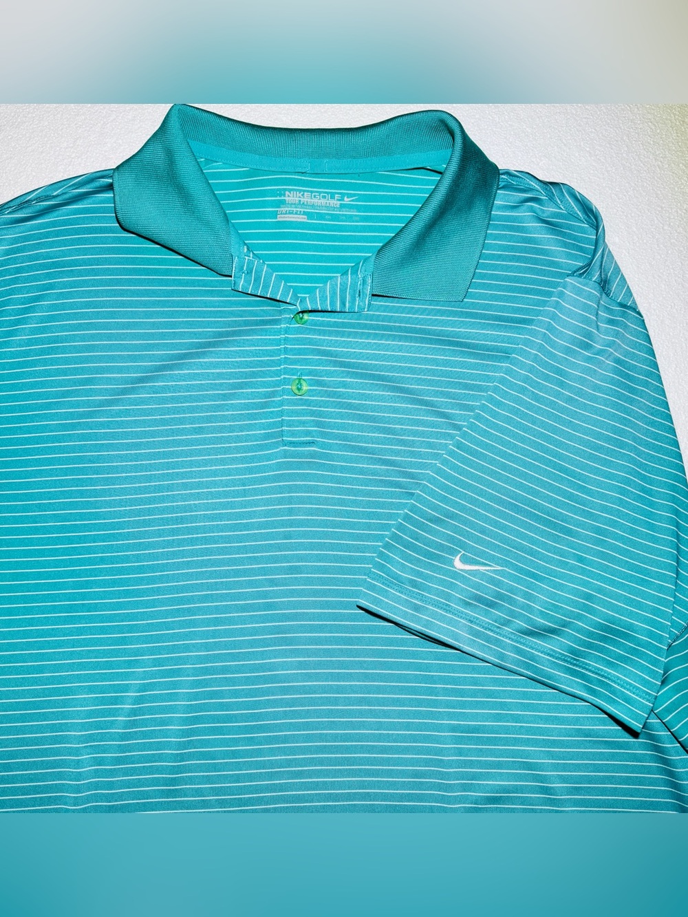 Nike Golf Tour Performance Dri-FIT Striped Golf Polo Shirt Men's XXL Teal Blue
